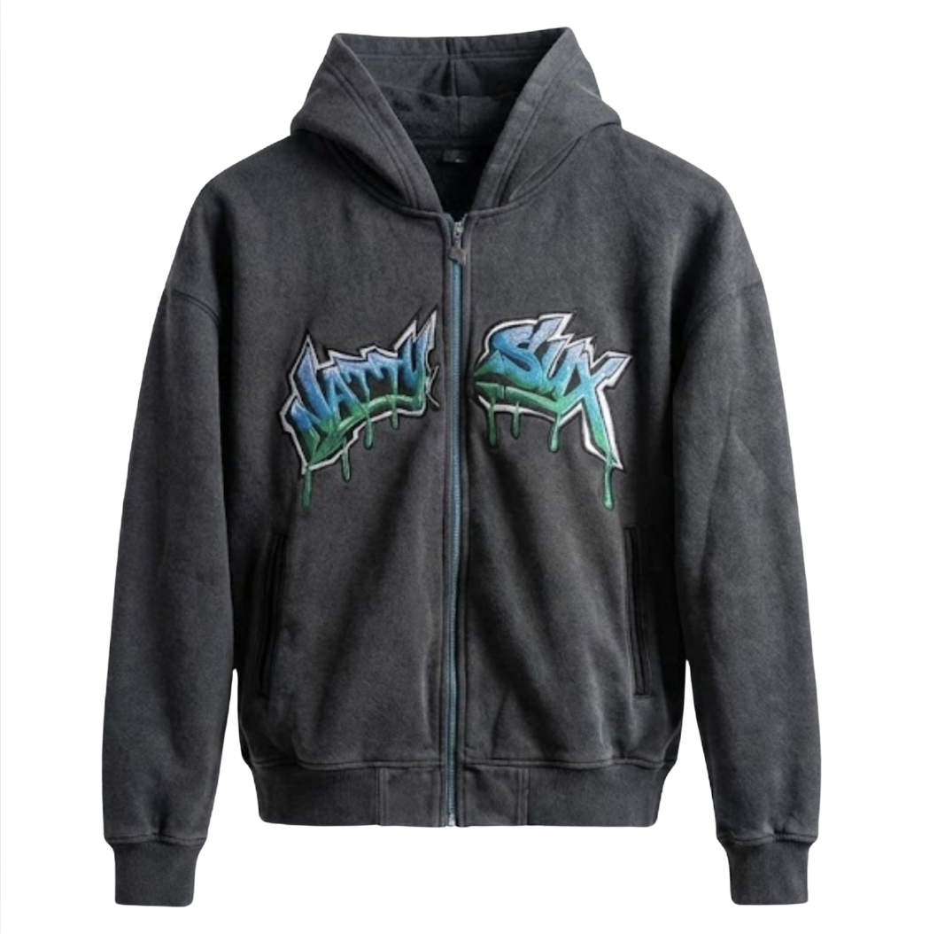 Natty Sux Utility Zip Up front
